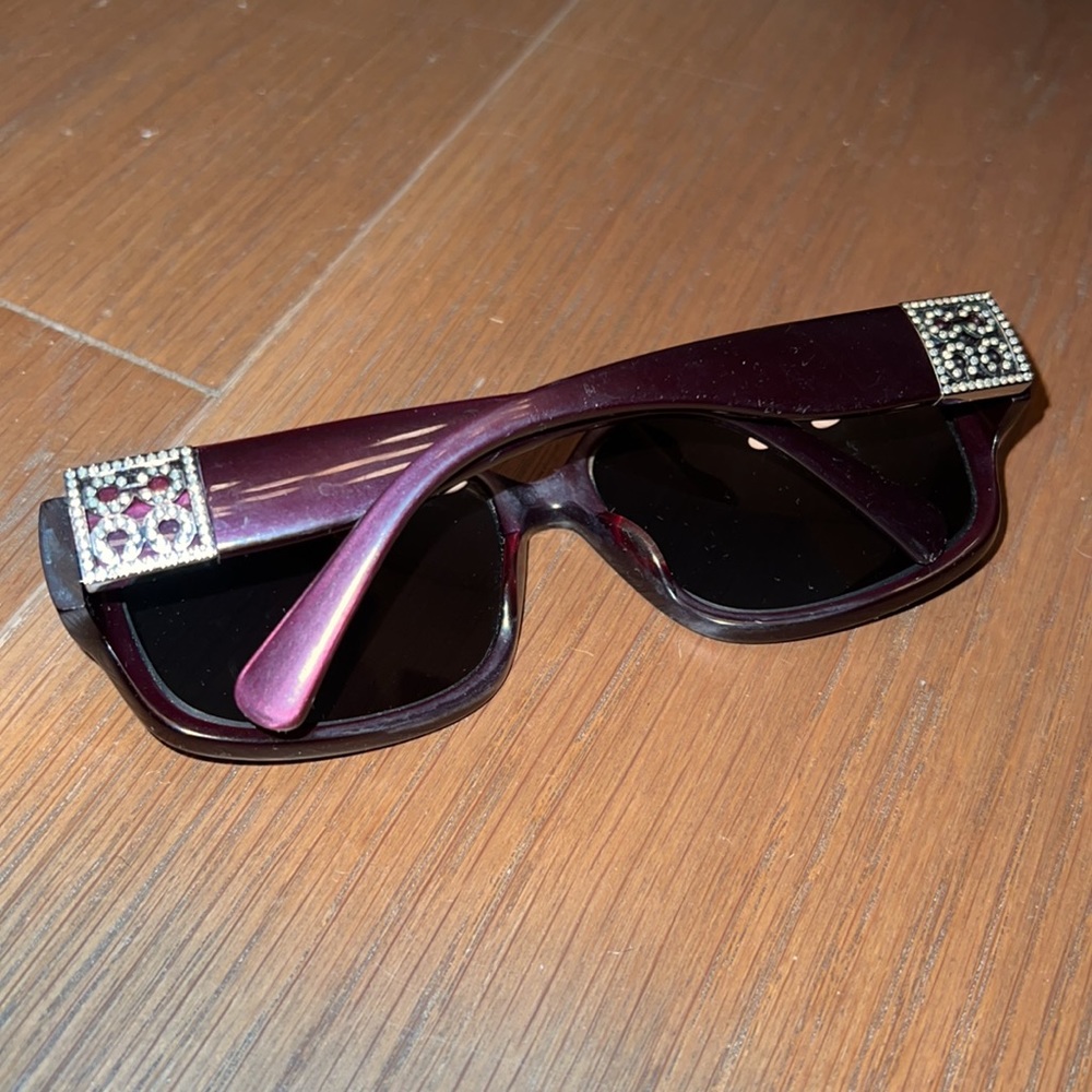 Coach Dark Purple Gunmetal Crystal Logo Sunglasses